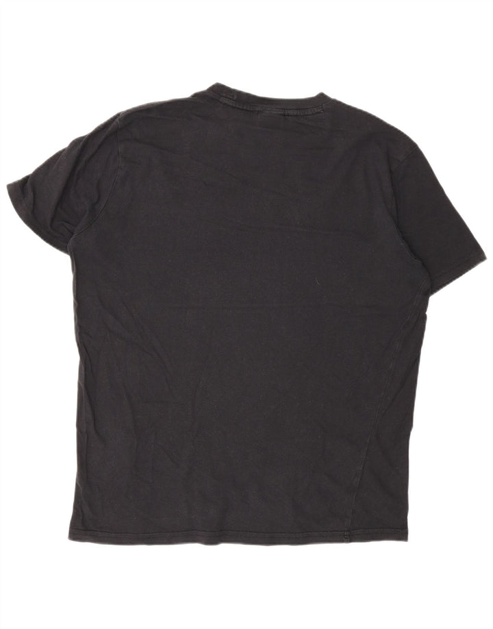 Champion Herre Grafisk T-Shirt Top Medium Sort Bomuld