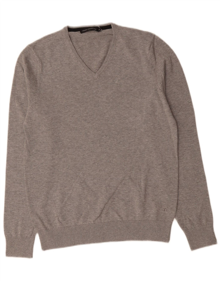 French Connection Dame V-hals sweater IT 18 XL Grå Bomuld
