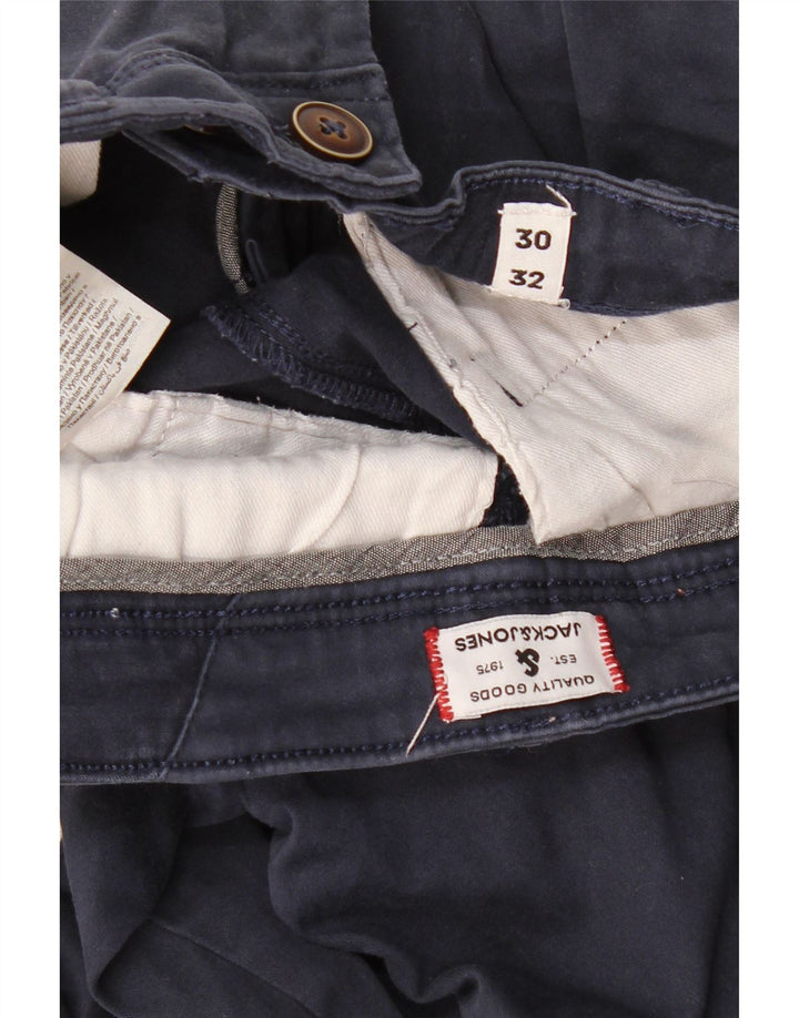 JACK & JONES Slim Chino-bukser til mænd W30 L32 Marineblå bomuld