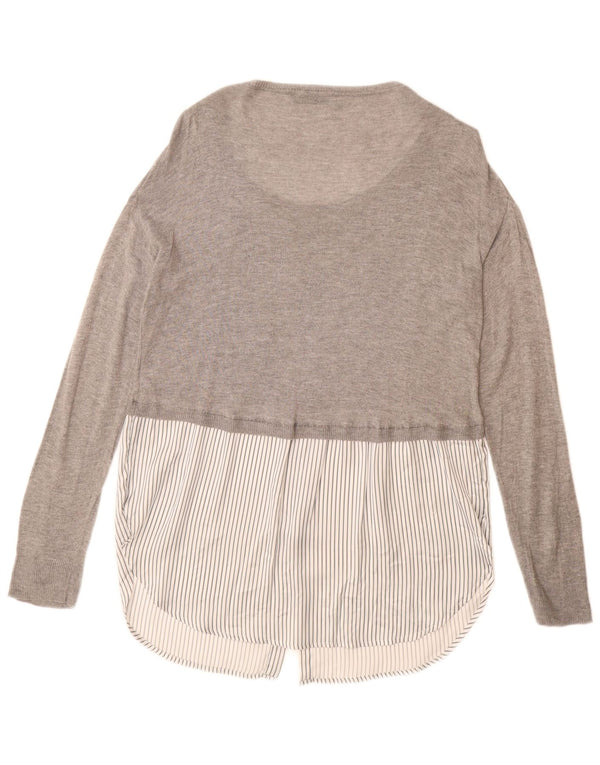 ZARA Dame Longline Boat Neck Jumper Sweater UK 14 Medium Grey Viscose