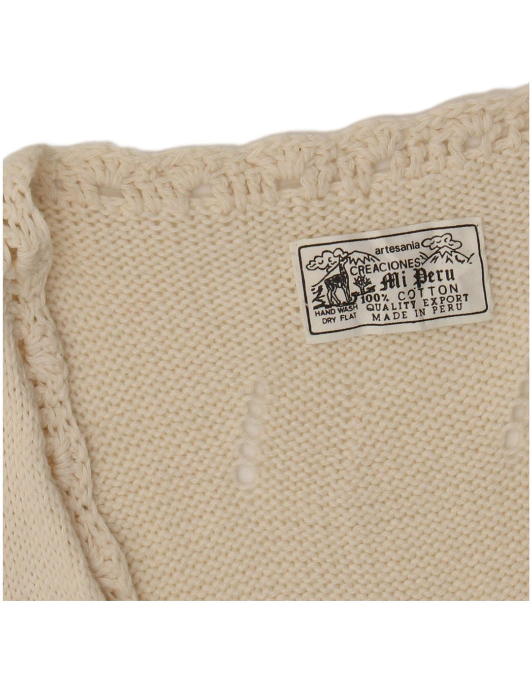 ARTESANIA Dame ærmeløs cardigan sweater UK 12 Medium Off White Bomuld