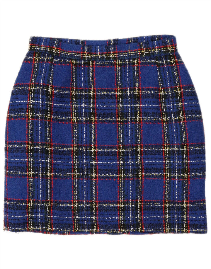 Euronova Dame Mini Nederdel IT 44 Medium W28 Blue Check Acryl
