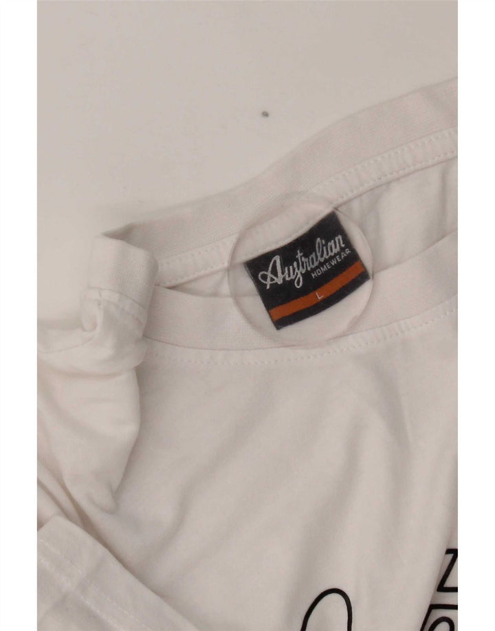 AUSTRALIAN L'ALPINA Herre Grafisk T-Shirt Top Stor Hvid
