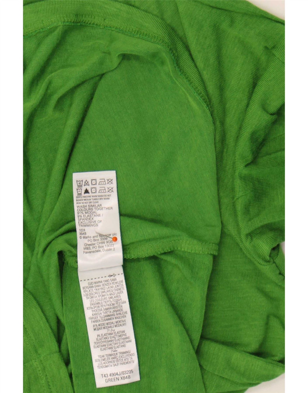 Marks & Spencer Dame Top Langærmet UK 14 Stor Grøn Flecked Modal