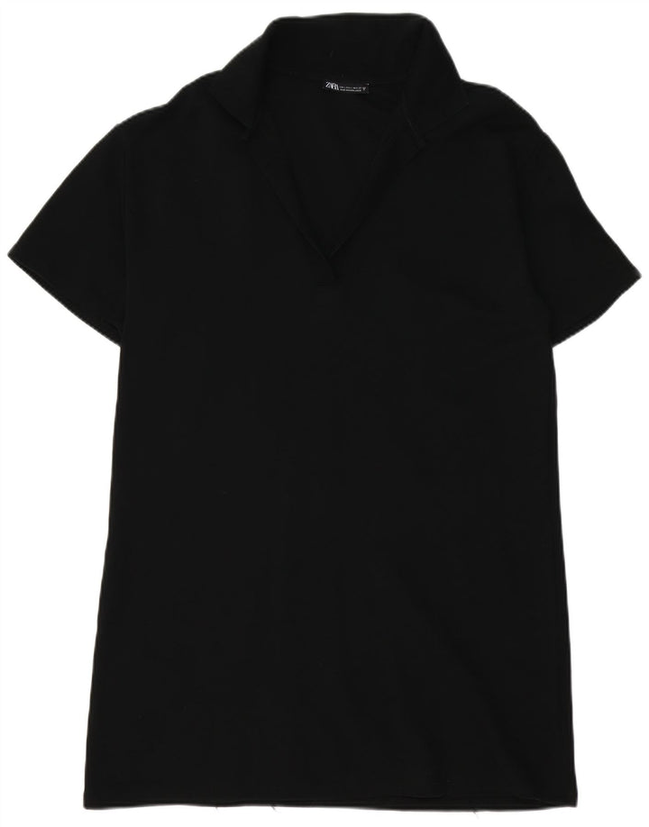 Zara Dame Polo Dress UK 16 Large Black Bomuld