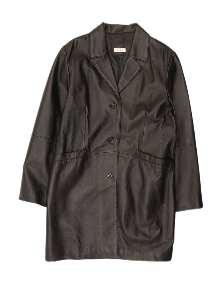 Vintage læderfrakke til kvinder UK 18 XL sort læder