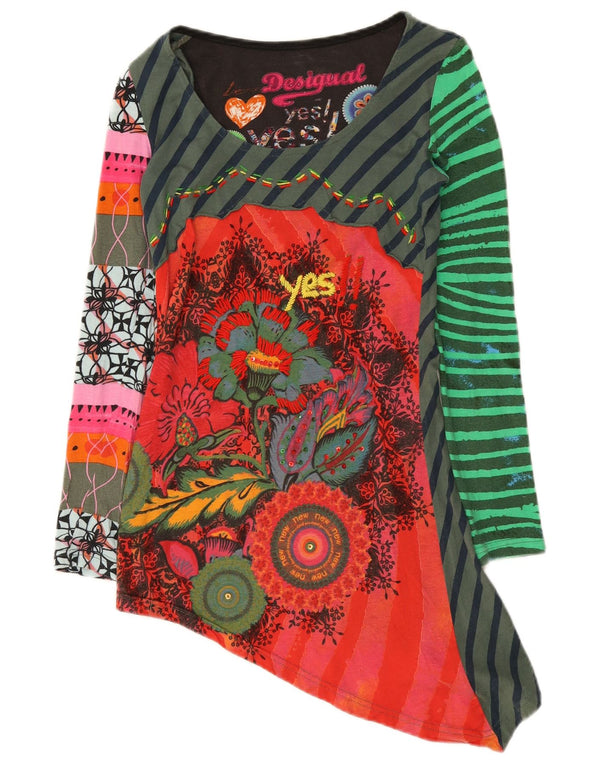 Desigual Dame Langærmet Tunika Top UK 6 XS Flerfarvet Patchwork