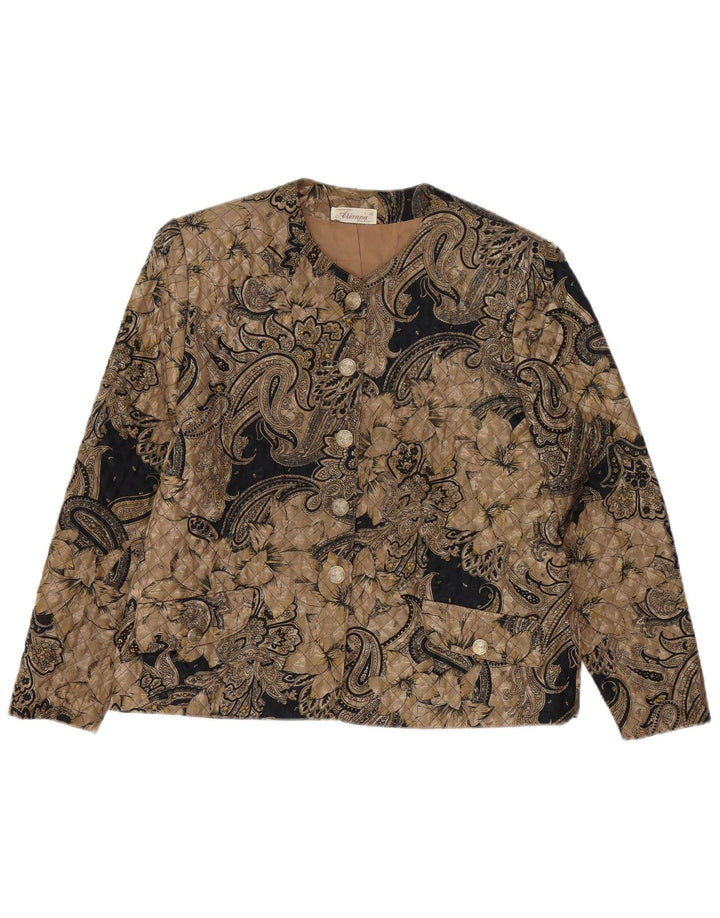 ARIANNA Dame 5 knap quiltet blazerjakke IT 46 Stor brun Paisley