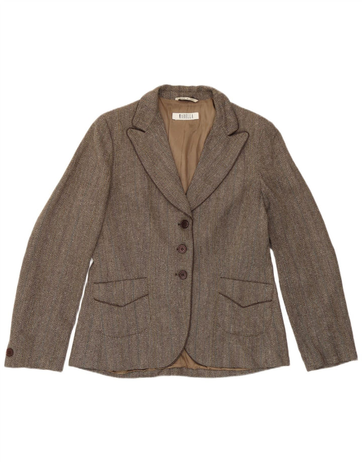 Marella Dame 3 Button Blazer Jacket UK 16 Stor brun sildebensviscose