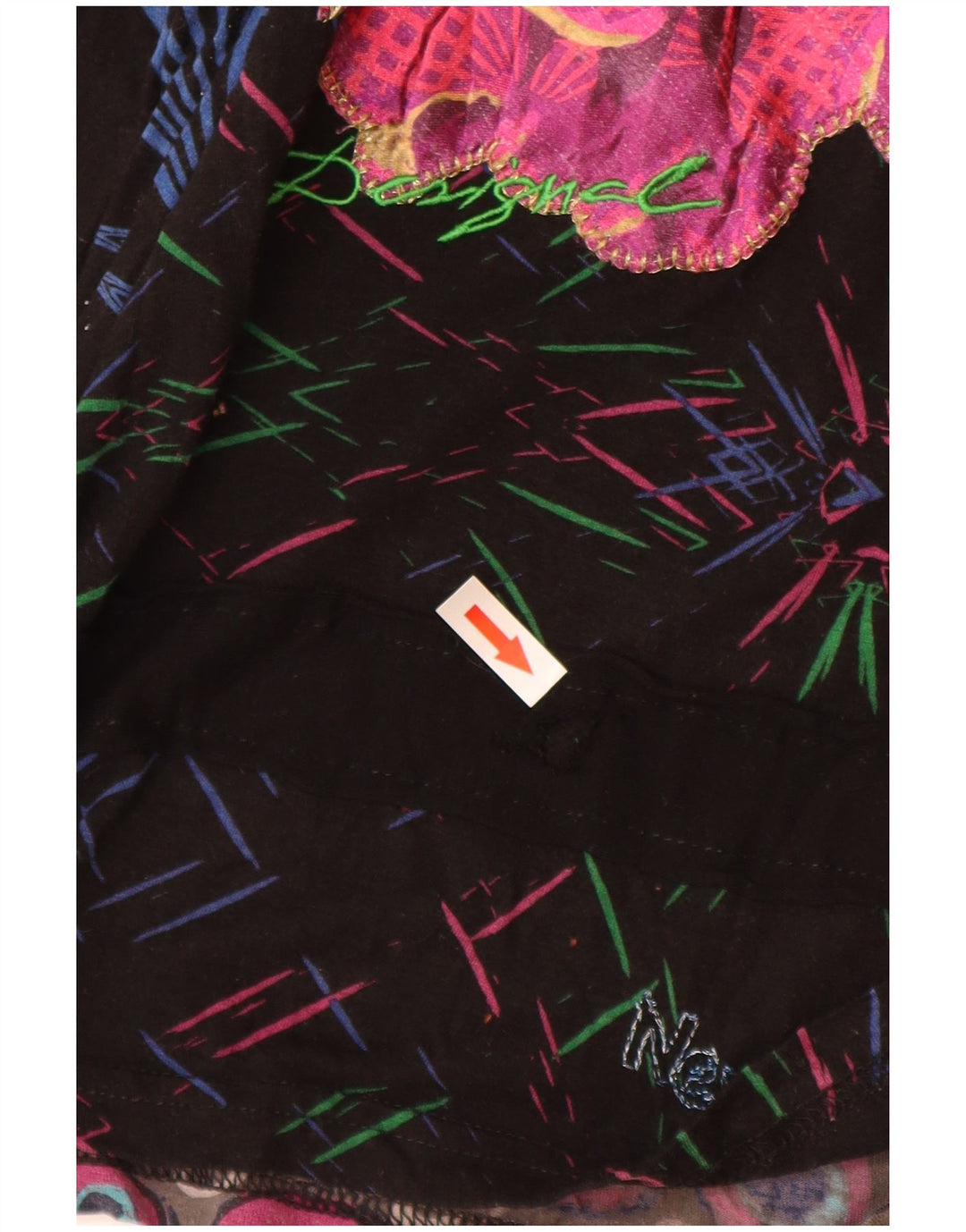 Desigual Dame Grafisk Top Langærmet UK 10 Small Multicolored Viscose