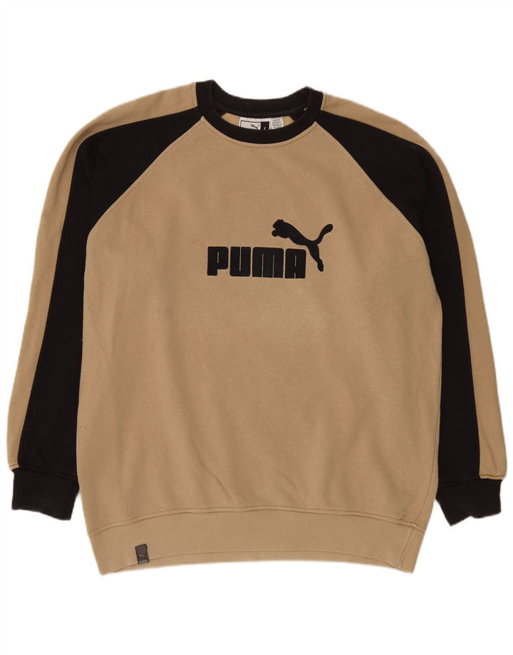 PUMA grafisk sweatshirt til mænd, stor beige farveblok