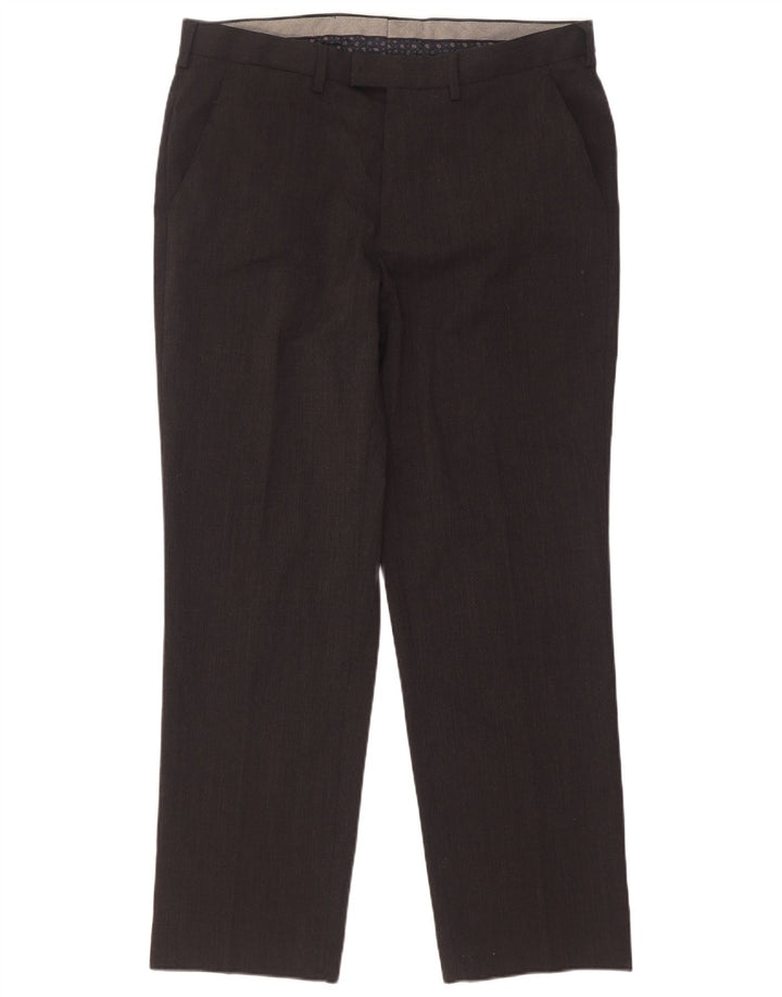 Marks & Spencer Herre Straight Regular Suit Bukser W36 L31 Grå Polyester