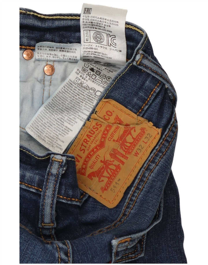 LEVI'S Dame 511 Slim Jeans W32 L29 Blå Bomuld