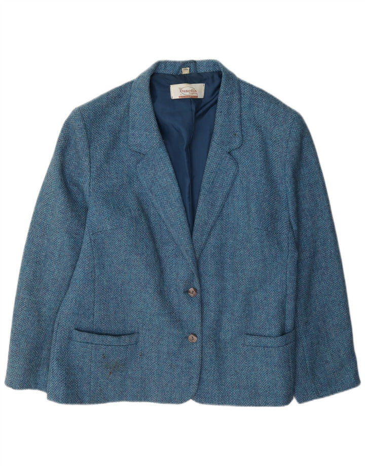 Dunedin Dame 2 Button Blazer Jacket UK 22 3XL Blå Sildebensuld
