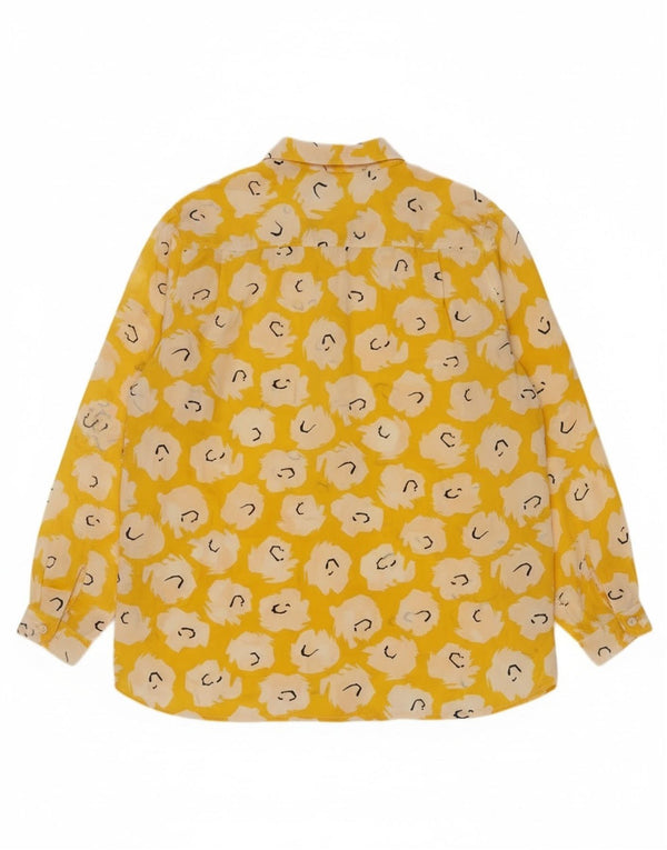 Diana Bentalls skjortebluse til kvinder UK 18 XL Gul blomstersilke