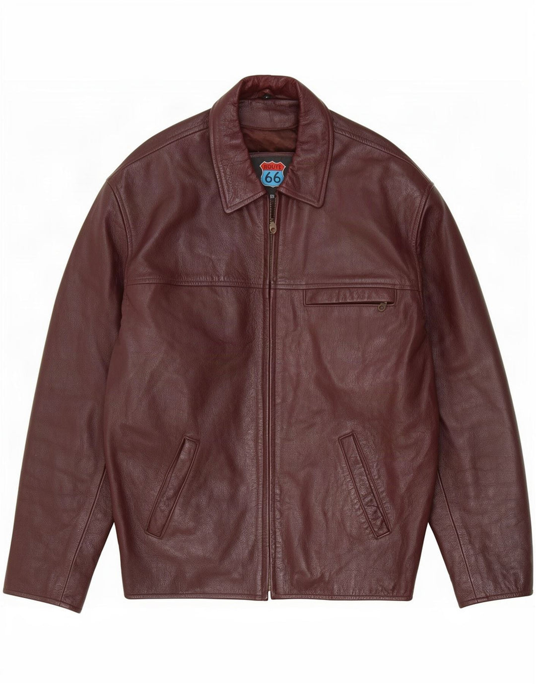 Route 66 Herre læderjakke UK 40 Large Burgundy