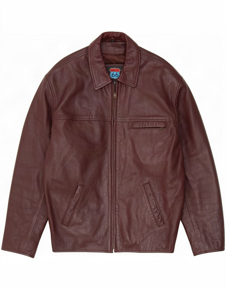 Route 66 Herre læderjakke UK 40 Large Burgundy