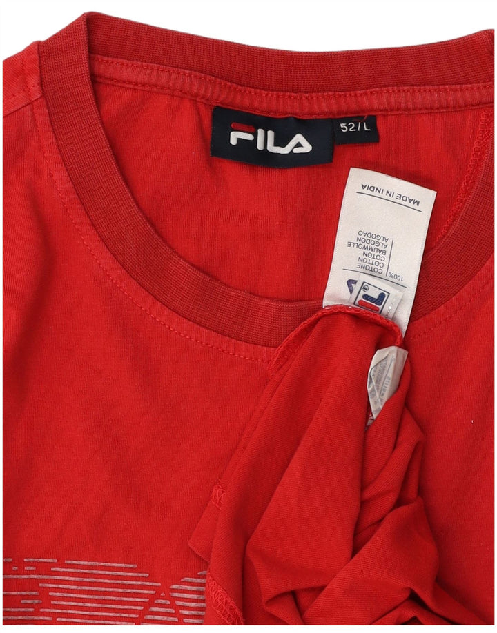 FILA Herre Grafisk T-Shirt Top IT 52 Stor Rød Bomuld