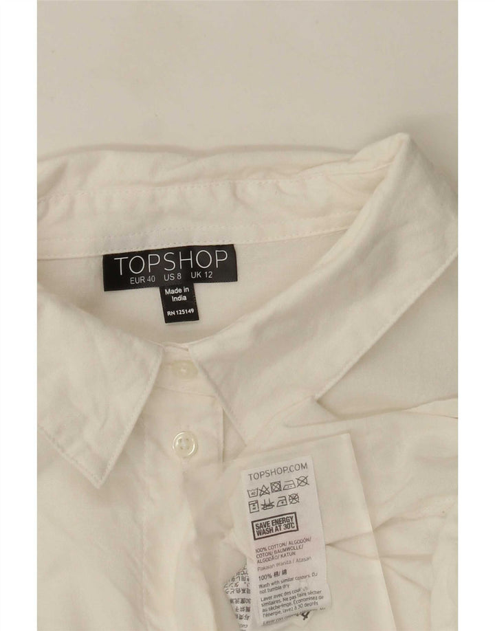 Topshop Dame Grafisk Oversized Skjorte Bluse UK 12 Medium White Floral