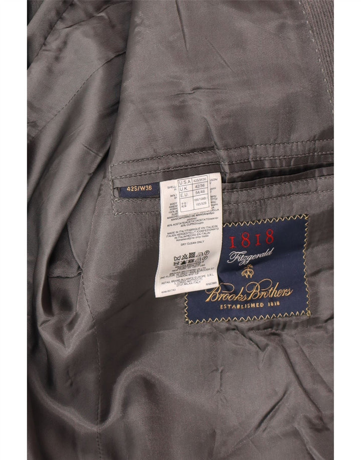 Brooks Brothers Herre Slim 2 Button Blazer Jacket UK 42 XL Grå Uld