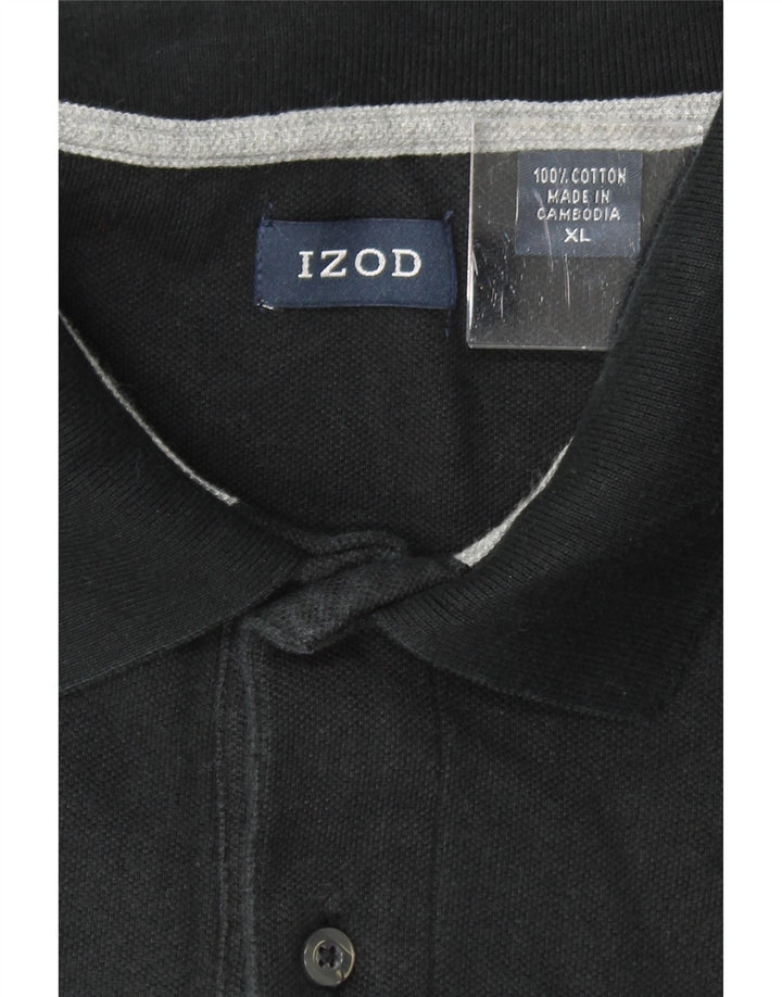 IZOD Mens Polo Shirt XL Black Striped Cotton Vintage Izod and Second-Hand Izod from Messina Hembry 