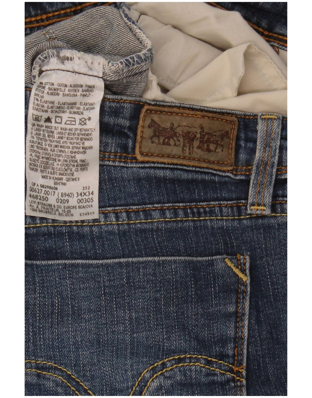 Levi's Dame 627 Straight Jeans W34 L30 Blå Bomuld
