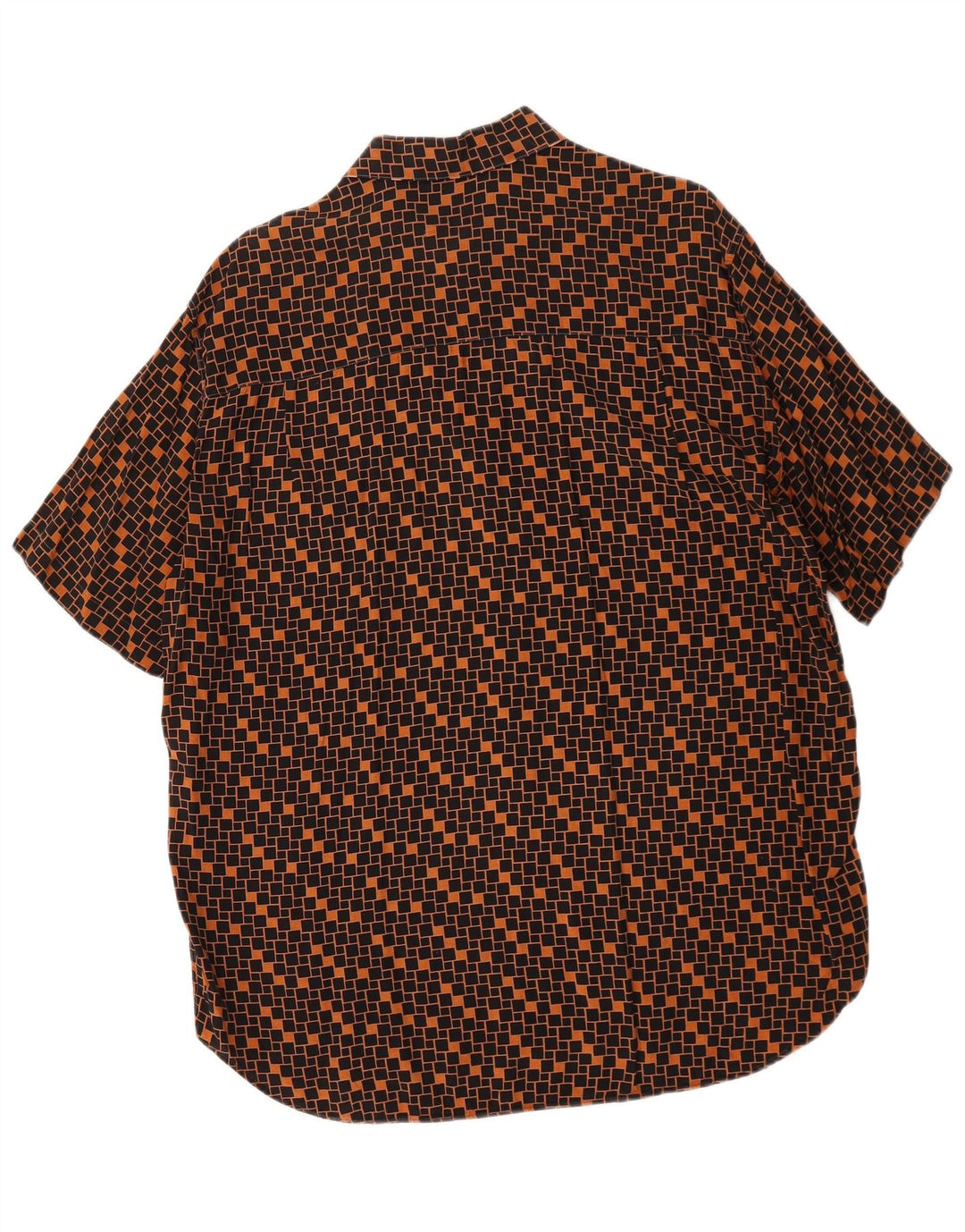 Vintage Kortærmet Herreskjorte Stor Brun Geometrisk