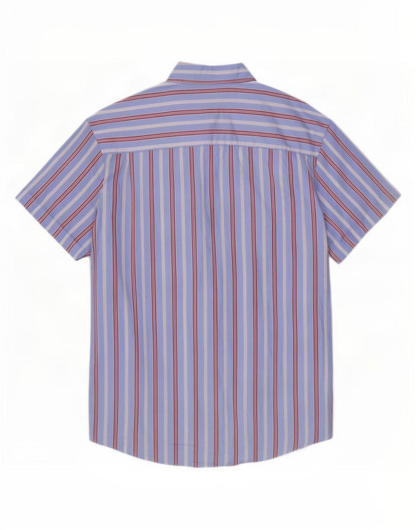Tommy Hilfiger Mens Short Sleeve Shirt Large Blue Striped Cotton