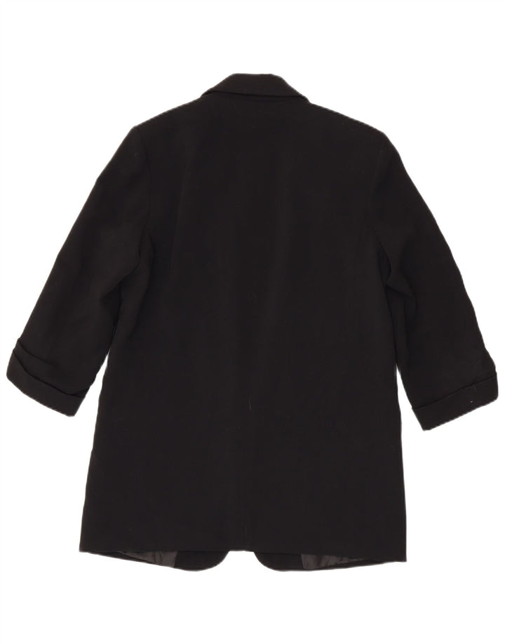 Zara Dame 3/4 ærmet åben blazerjakke UK 14 Medium Sort Polyester
