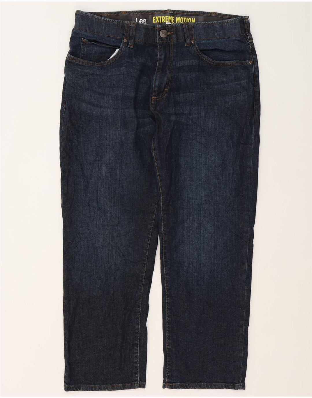 Lee Mens Extreme Motion Straight Jeans W36 L29 Marineblå Bomuld