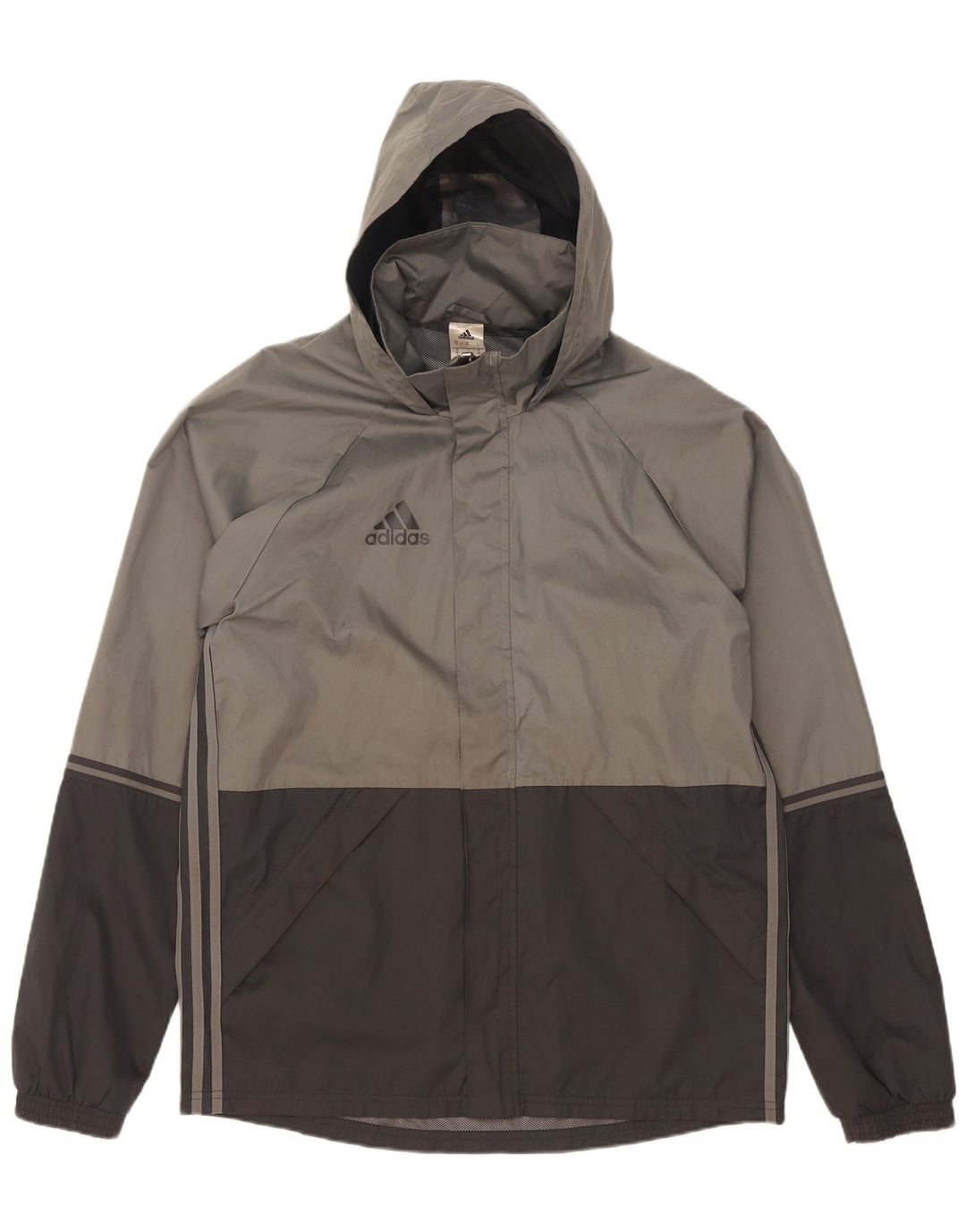 Adidas Regnjakke med hætte til mænd UK 38 Medium Grey Colourblock Polyester
