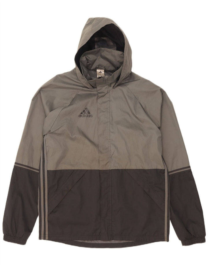 Adidas Regnjakke med hætte til mænd UK 38 Medium Grey Colourblock Polyester