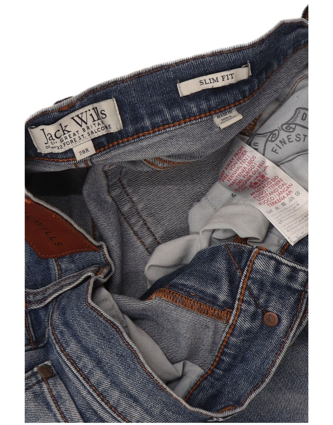 Jack Wills Herre Slim Jeans W28 L30 Blå Bomuld
