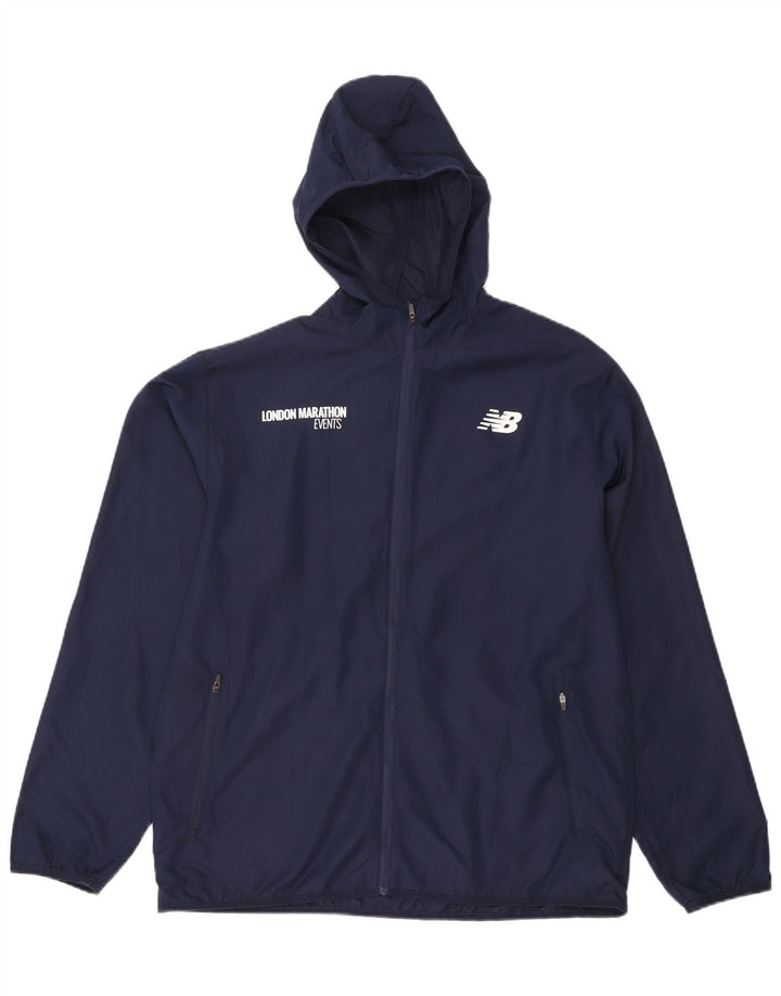 New Balance Herre grafisk regnjakke med hætte Stor marineblå polyester