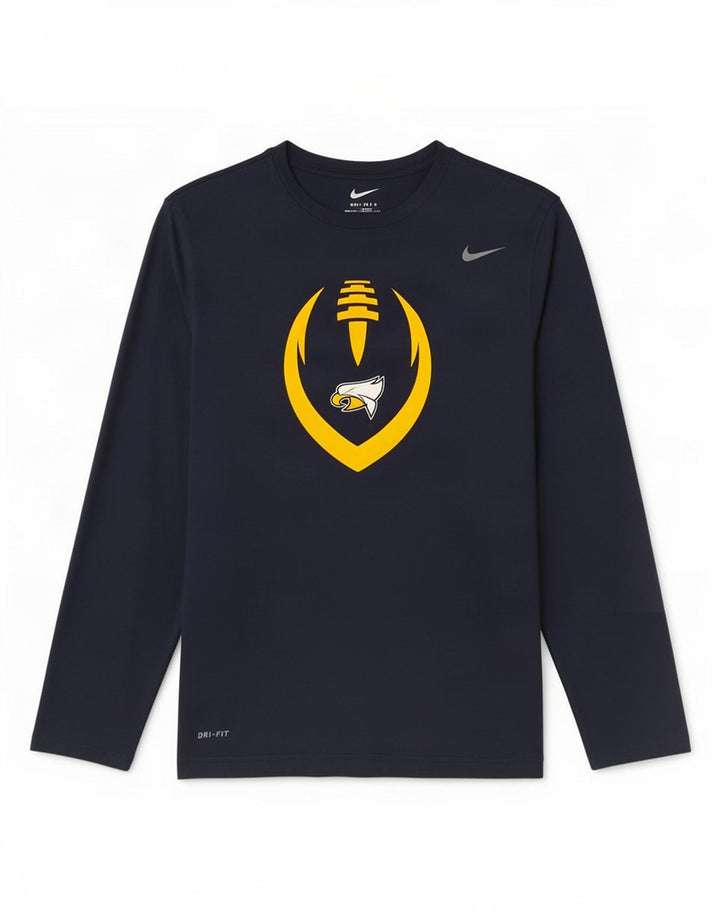 Nike Herre Dri Fit grafisk top langærmet XL marineblå polyester