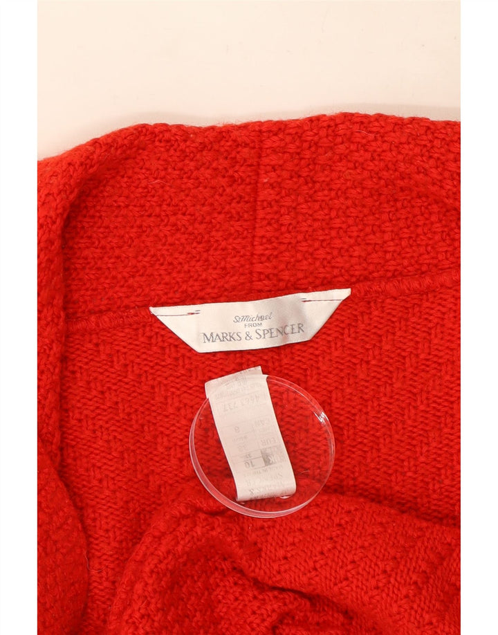 Marks & Spencer Womens Crop Open Cardigan Sweater UK 10 Small Red Wool