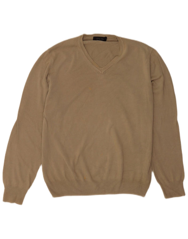 Zara Herre V-hals sweater Stor brun bomuld