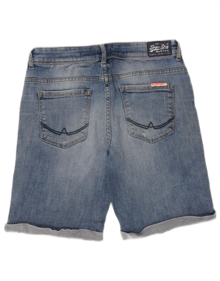 Superdry Womens Distressed Denim Shorts W30 Medium Blue Cotton