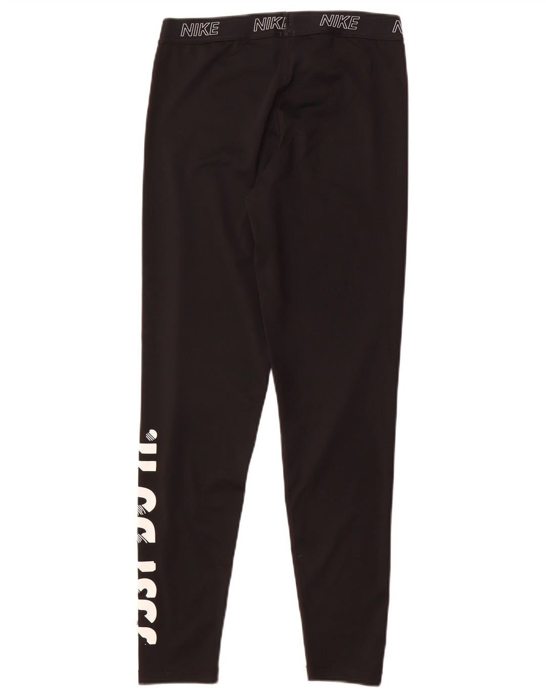 Nike Dame Dri Fit Grafiske Leggings UK 14 Large Black Polyester