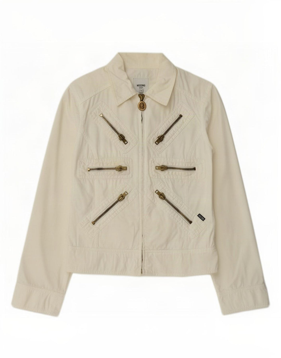 Moschino Womens Bomber Jacket UK 12 Medium Off White Bomuld