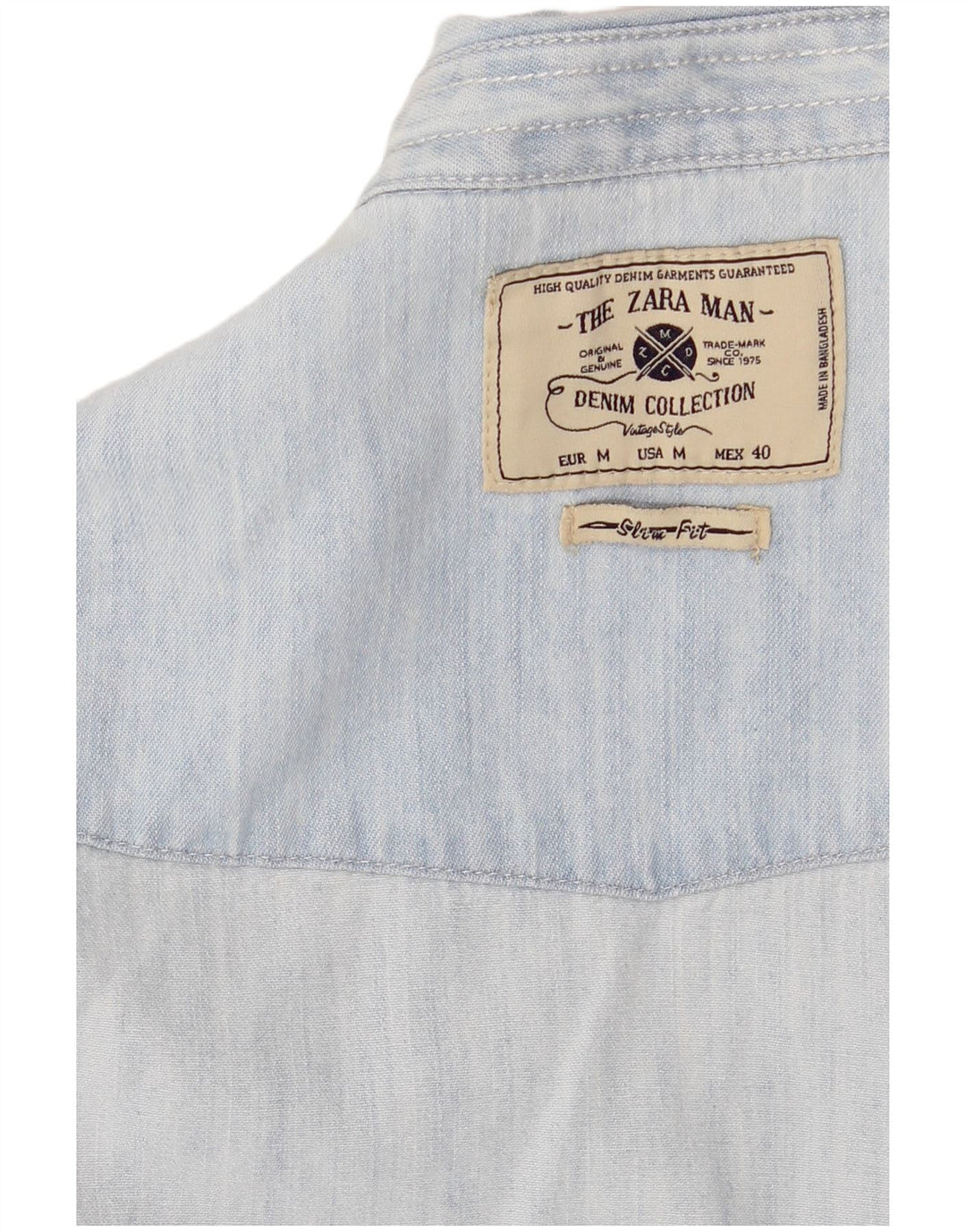 Zara Denimskjorte til mænd mellemblå