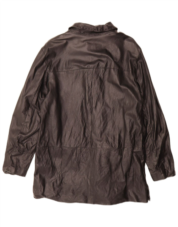 Vintage læderfrakke til kvinder IT 48 XL sort læder