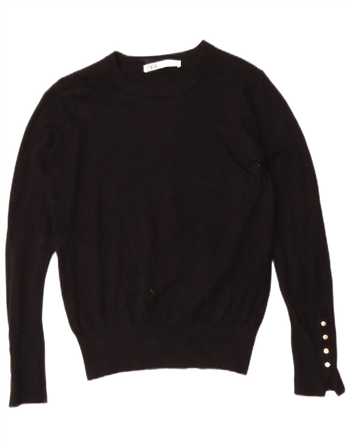 Zara Dame Boat Neck Jumper Sweater UK 12 Medium Black