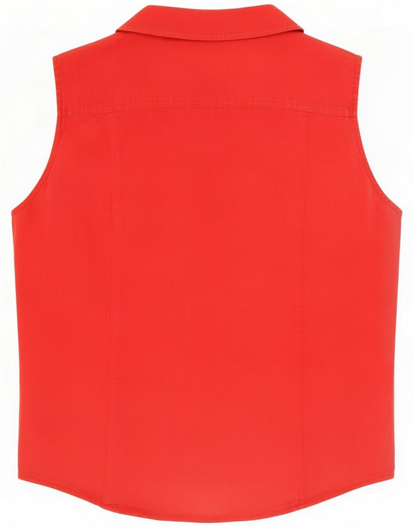 Invicta ærmeløs skjortebluse til kvinder UK 16 Large Red Linen