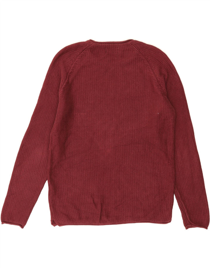 JACK & JONES Mens Crew Neck Jumper Sweater Large Maroon Cotton Vintage Jack & Jones and Second-Hand Jack & Jones from Messina Hembry 