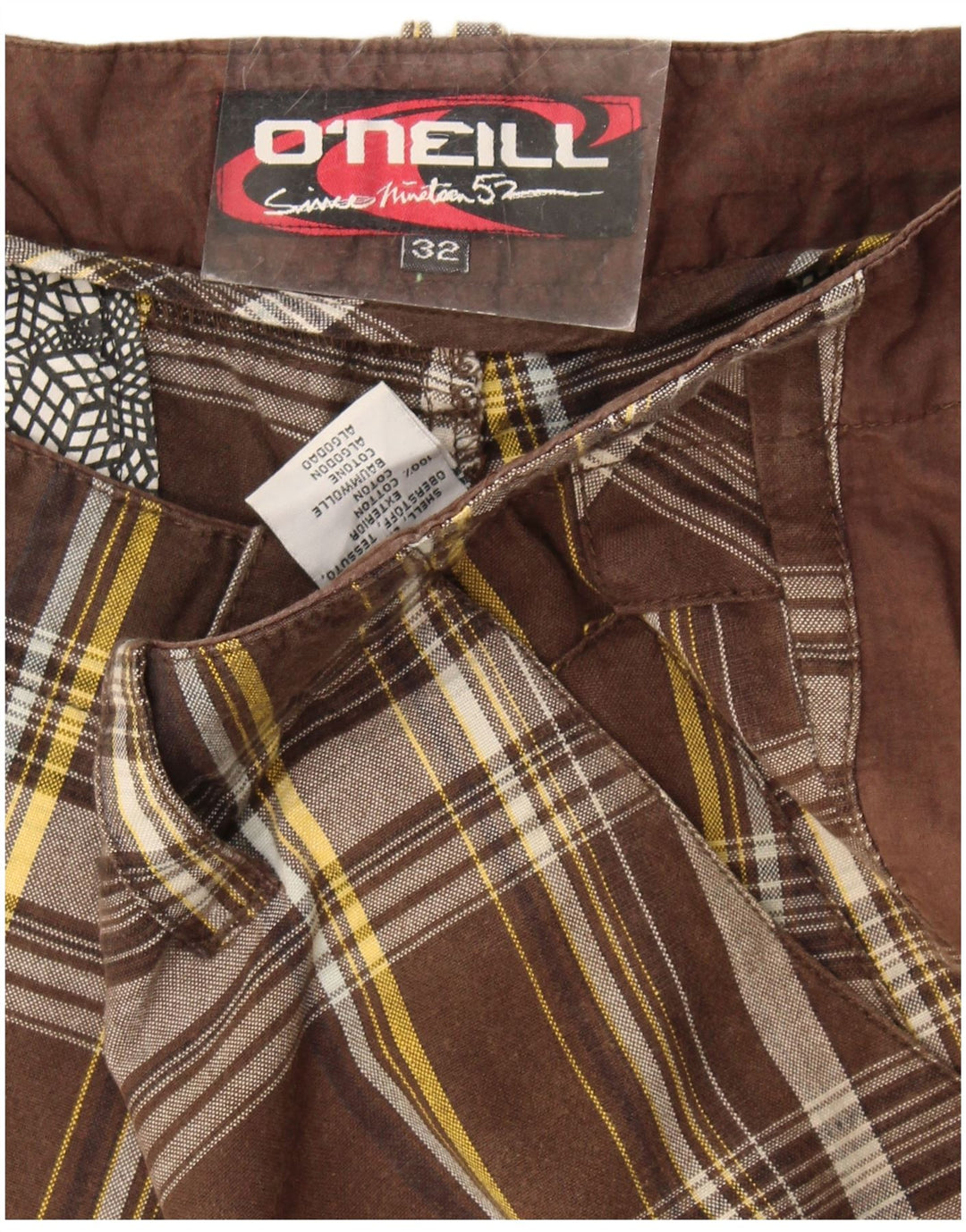 O'Neill Chino Shorts til mænd W32 Medium brun plaid bomuld