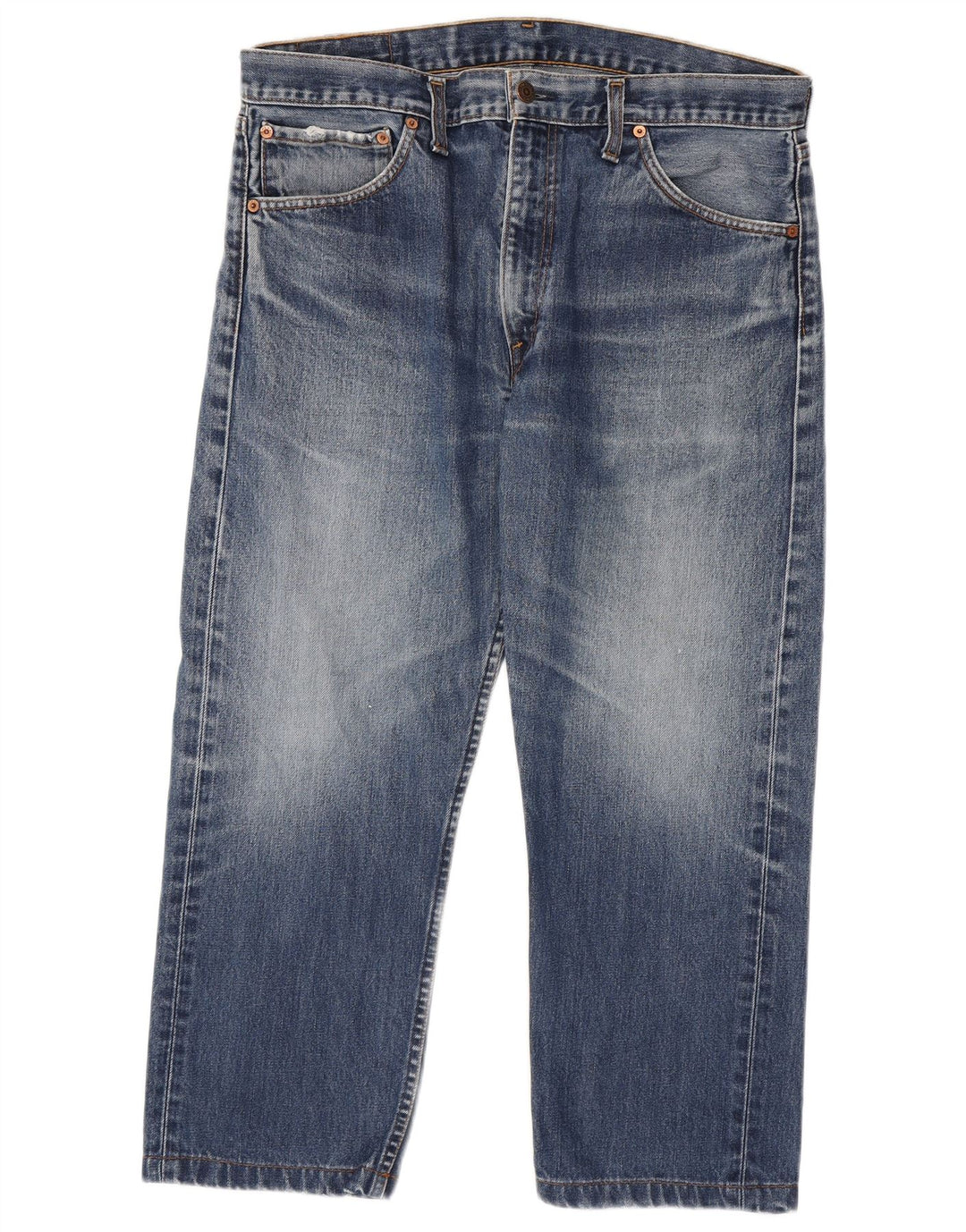 LEVI'S Herre 505 Cropped Straight Jeans W36 L24 Blå Bomuld