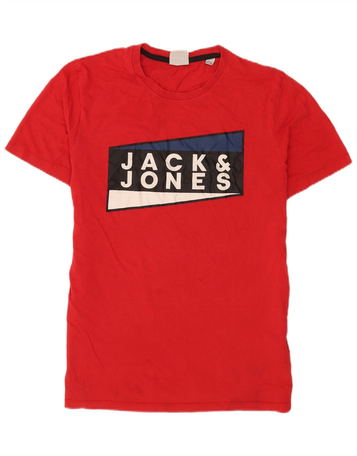 Jack & Jones Herre grafisk T-shirt Top Medium Rød Bomuld