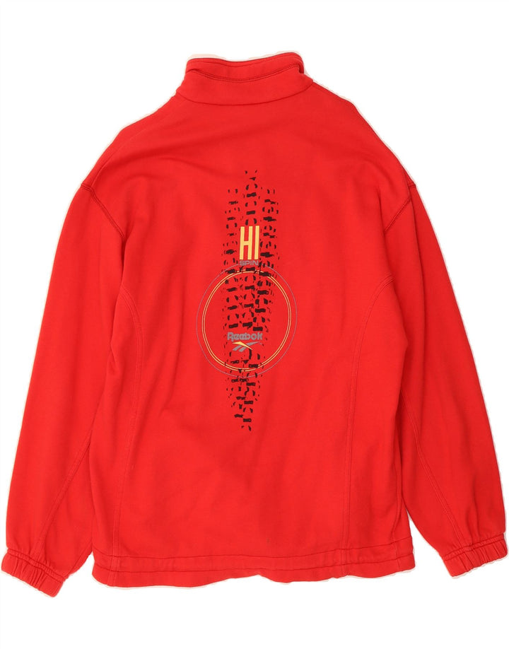 REEBOK Mens Graphic Zip Neck Sweatshirt Jumper Large Red Vintage Reebok and Second-Hand Reebok from Messina Hembry 