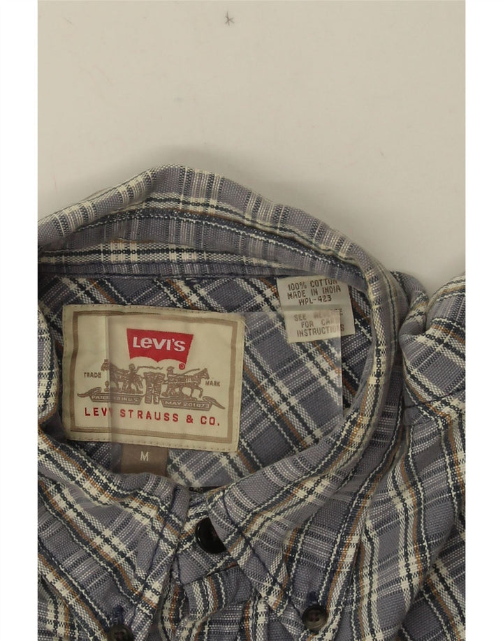 Levi's Mens Shirt Medium Blue Check Cotton